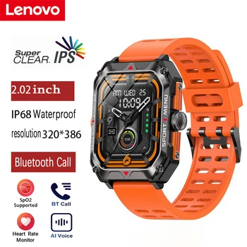 Lenovo 2023 Новые спортивные умные часы на открытом воздухе 2,02-дюймовые водонепроницаемые часы Bluetooth Call Фитнес-браслет Android IOS для мужчин и женщин