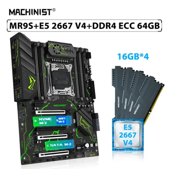 MACHINIST X99 MR9S Комплект материнской платы LGA 2011-3 Xeon Kit E5 2667 V4 Процессор CPU 4шт * 16 ГБ = 64 ГБ ECC памяти DDR4 RAM NVME M.2 SATA