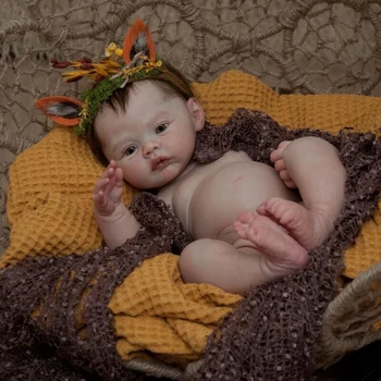 NPK 18-дюймовый винил для новорожденного всего тела Reborn Baby Doll Размер Meadow Baby Реальное изображение ручной работы С волосами до корней Видимые вены