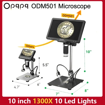 Opqpq 10 “Цифровой Микроскоп ODM501 HDMI 1300X Пульт Дистанционного Управления 32G Микроскопы для Лабораторной Пайки Печатных Плат С Батареей