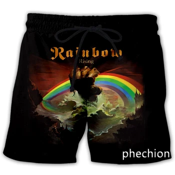 phechion, Новая мода, мужские/женские повседневные шорты с 3D принтом Rainbow Rock Band, Уличная одежда, Мужские Свободные спортивные шорты L136