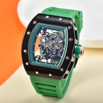 Reloj Hombre Выдалбливают дизайн Керамическая масляная оболочка Выдалбливают дизайн RM Водонепроницаемые часы с механизмом коммерческие кварцевые часы