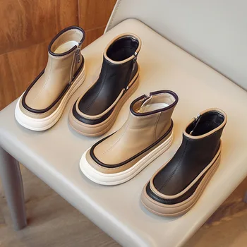 Short Boot for Baby Girl Soft Sole Plush Leather Boot Student Cotton Shoe Kids Shoe for Girl Ботинки Для Девочки Botas Para Niña