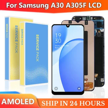 Super Amoled Для Samsung Galaxy A30 ЖК-дисплей с Сенсорным Экраном и Цифровым Преобразователем в сборе A305/DS A305FN A305G A305GN Дисплей с рамкой