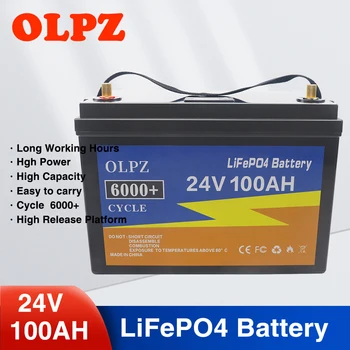 Аккумулятор 24V LiFePO4 100Ah Встроенный Блок Литий-железо-фосфатных элементов BMS Для замены Большей части резервного источника питания Домашнего хранилища энергии
