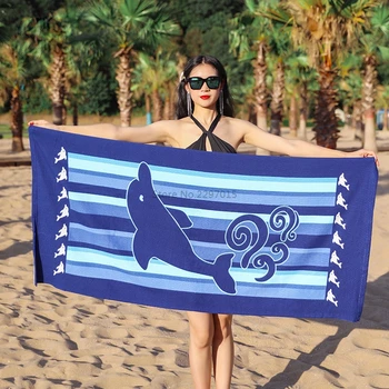 Банное полотенце с принтом в виде голубого дельфина из тончайшего волокна, водопоглощающее полотенце для путешествий на открытом воздухе, плавания, серфинга, пляжного полотенца, одеяла