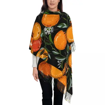 Винтажная женская шаль с кисточками из ботанического апельсинового дерева, модный шарф