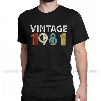 Винтажная мужская футболка 1981 года с 40-летием, забавная футболка с коротким рукавом, футболки с круглым вырезом, хлопковые топы нового поступления
