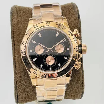 Высококачественные роскошные мужские часы с автоматическим управлением, Нержавеющая сталь, Черная Резина, Розовое Золото, Черный Синий