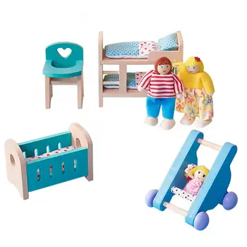 Деревянная мебель для кукольных домиков, Миниатюрная игрушка для кукол, детская игрушка для игр в дом, наборы мини-мебели, игрушки для кукол, подарки для мальчиков и девочек
