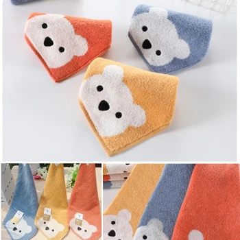 Детские полотенца Детское полотенце для лица с рисунком милого мультяшного мишки, подвесное полотенце для рук, мягкие хлопчатобумажные полотенца, товары для ванной комнаты для детей
