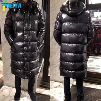 Длинный пуховик бренда YICIYA с капюшоном Moncl, черные женские зимние куртки оверсайз, высококачественные университетские женские американские куртки, пальто 2023 года.