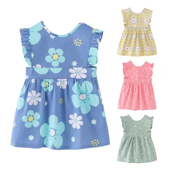 Для малышей и маленьких девочек Тонкое водонепроницаемое платье без рукавов с цветочным рисунком Платье принцессы Платье для девочек