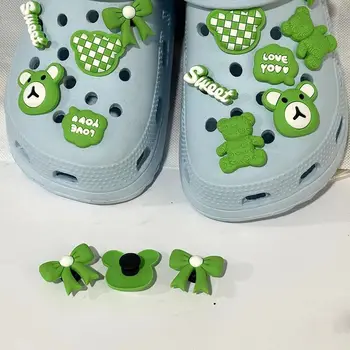 Зеленый набор P [ink Bear], дизайнерские подвески с крокодилами, милые аксессуары, популярное украшение для сабо, сандалии в подарок