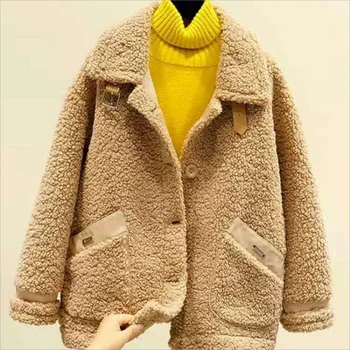 Зимняя утолщенная теплая куртка, женское повседневное модное пальто из искусственного меха, Пушистое удобное свободное женское пальто