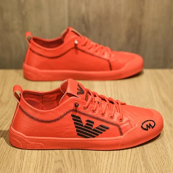 Классическая вышитая Красная обувь для скейтбординга Мужские Роскошные кроссовки Удобные кроссовки из микрофибры Мужские дизайнерские ботинки для скейтбординга