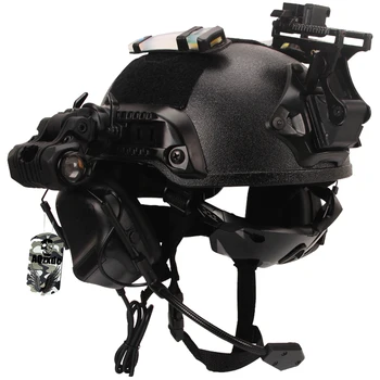 Комплект военного шлема с Тактической гарнитурой и защитными очками и Комбинацией Тактического снаряжения с креплением NVG, для Страйкбольного Защитного Пейнтбола