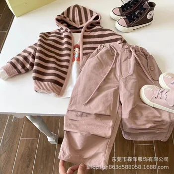 Корейская детская одежда для девочек 2023, осенняя детская голубая рубашка и юбка-брюки, комплект из двух предметов, комплект одежды для девочек от 7 до 8 лет