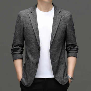Костюм, мужская куртка, осень 2023, Новый корейский модный костюм для отдыха, мужская приталенная универсальная модная мужская одежда