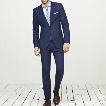 Костюмы мужские свадебные Terno Темно-синего цвета, однобортный пиджак с зубчатым лацканом, приталенный пиджак для выпускного вечера, брюки из двух частей на заказ