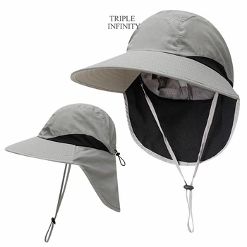 Летняя женская панама унисекс, уличная защитная кепка для шеи, дышащие сетчатые рыбацкие шляпы, складные рыболовные походные шляпы для мужчин