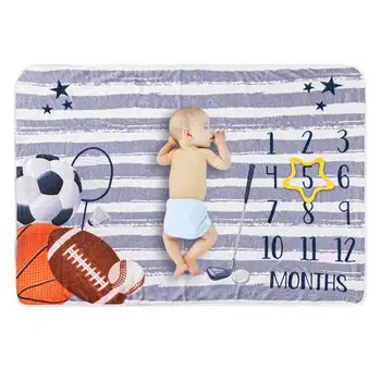 Месячный фотофон с вехой Одеяло Баскетбол Бадминтон Новорожденный Месяц Одеяло для мальчика Фланелевое одеяло для девочки Реквизит для фотосъемки
