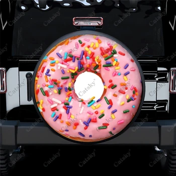 Милые розовые пончики, чехол для запасного колеса автомобиля, защита от атмосферных воздействий, изготовленный на заказ Универсальный чехол для шин, Украшение для запасного колеса 14-17 дюймов