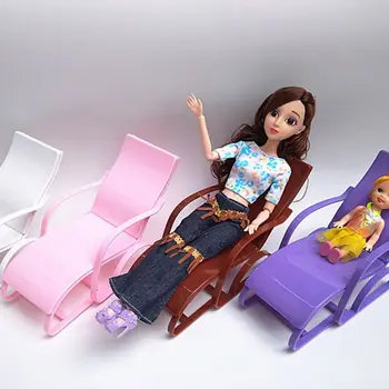 Миниатюрный шезлонг Аксессуары для кукольного домика Реалистичный стул Подарок для девочек Интерактивный Притворный Шарнирный аксессуар для КУКЛЫ