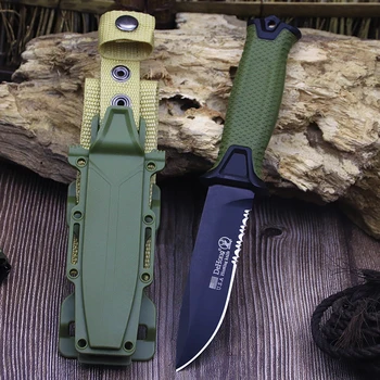 Многофункциональный тактический прямой нож American DEHONG Green с половинным зубом, охотничий нож для джунглей, открытый прямой нож