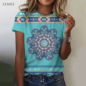 Модная женская летняя новая Многоцветная футболка неправильной формы с 3D-принтом, Короткий рукав, круглый вырез, Повседневная женская рубашка