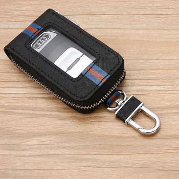 Модная кожаная сумка для ключей в цветную полоску; универсальный чехол для ключей для автомобиля; мужской женский кошелек для ключей; мини-кошелек на молнии; держатель для ключей