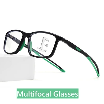 Модные Прогрессивные мультифокальные очки в квадратной оправе С защитой от синего Для чтения Мужские Женские Винтажные очки для дальней пресбиопии