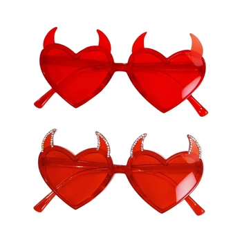 Модные солнцезащитные очки в форме сердца из рога дьявола для девочек, вечеринки на берегу моря, девушки, фотографирующие карнавалы, Кемпинговые декорации.