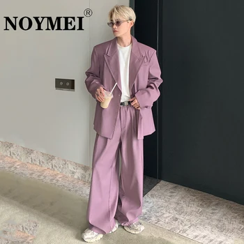 Модные Элегантные костюмы NOYMEI, Мужской Трендовый комплект из двух предметов, Нишевый дизайн, Корейское пальто с наплечником, Мужские Свободные Широкие брюки WA2611