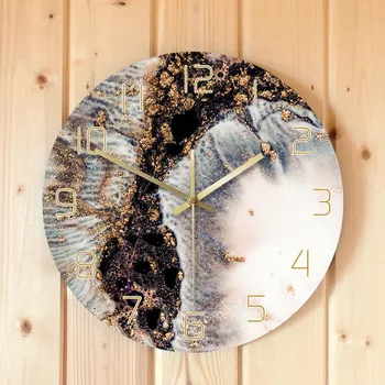 Мраморные Блестящие Волшебные Модные Настенные часы с богатой текстурой, Коралловые цвета С золотой пудрой, Минималистичные Роскошные Настенные часы в скандинавском стиле