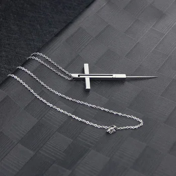 Мужское ожерелье с крестом из нержавеющей стали, Серебряное ожерелье с крестом для мальчика, Маленькое ожерелье с зубочисткой, подвеска, Простой ювелирный крест