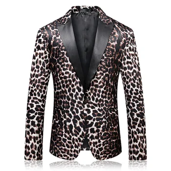 Мужской костюм с леопардовым принтом, куртка с черным отворотом, Повседневные наряды, Свадьба, Жених, Выпускной, Деловое Официальное пальто для мужчин