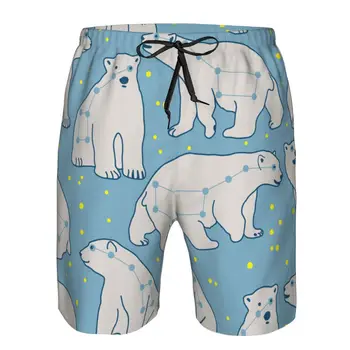 Мужской Пляжный Короткий Быстросохнущий Плавательный Сундук Ursa Minor Polar Bear Swimwear, Шорты Для Купания