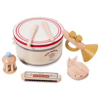 Музыкальные игрушки из 5 предметов, детская барабанная установка для мальчиков и девочек, начинающие принадлежности для вечеринок