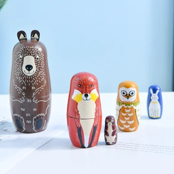 Мультяшный 5-слойный бурый медведь, русские игрушки-скворечники, милая деревянная матрешка, обучающая малыша Рождественским подаркам для домашнего офиса, рабочего стола