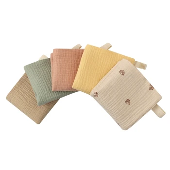 Набор муслиновых детских мочалок (5 упаковок), детское банное полотенце из натурального хлопка (квадратное) Y55B