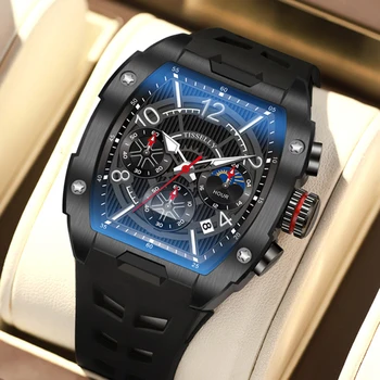 Наручные часы с хронографом Tonneau для мужчин 2023, лучший бренд класса Люкс, мужские кварцевые наручные часы со светящейся датой для мужчин, прямая поставка