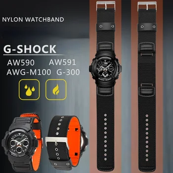 Нейлоновый ремешок для Casio G-SHOCK AW-591MS AW-590 AWG-M100/101 G-300 16 мм 18 мм браслет для часов