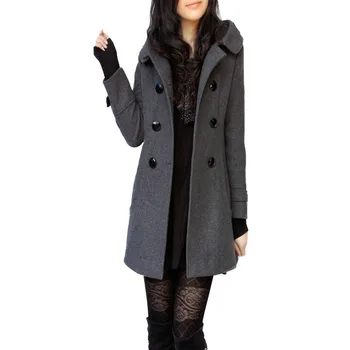 Новое Зимнее Теплое Шерстяное Женское Хлопчатобумажное пальто Slim Fit с длинным рукавом, Шерстяное пальто с капюшоном