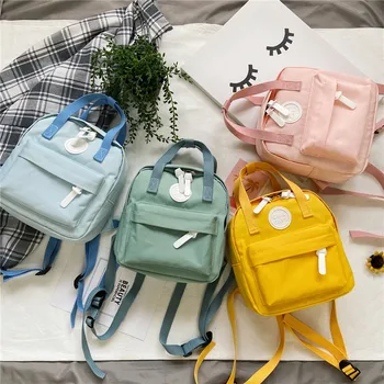 Новый холщовый рюкзак, дорожная сумка, школьная сумка для девочек, Ретро Женский Мини-рюкзак, Модные Однотонные Маленькие рюкзаки, Студенческие детские сумки