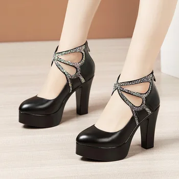 Обувь для девочек, новинка 2021 года, женская рабочая обувь на высоком каблуке, обувь для свадебной вечеринки, туфли-лодочки на платформе, женская обувь из натуральной кожи