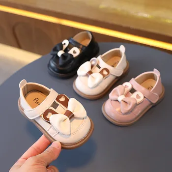 обувь для первых ходунков для маленьких девочек с бантом и ушками, милая детская повседневная обувь, простая нескользящая детская обувь принцессы с круглым носком, лето 2023
