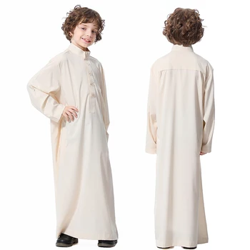 Одежда для подростков, Летняя национальная одежда для мальчиков, арабская народная тоба, мусульманская одежда с длинными рукавами для детей 4-12 лет, Рамадан Тобе