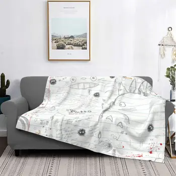 Одеяло для рисования карандашом Тоторо Бархатное летнее Многофункциональное тонкое покрывало для постельного коврика