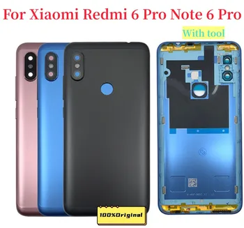 Оригинальный задний корпус для Xiaomi Redmi 6 Pro Крышка батарейного отсека Задняя крышка чехол для Xiaomi Redmi Note 6 Pro Металлический корпус с логотипом
